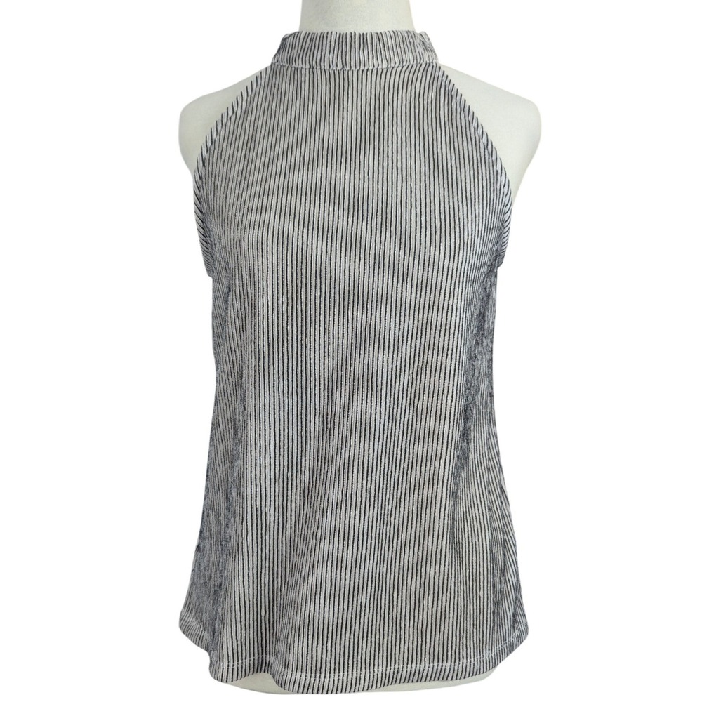 Ann Taylor Factory Mens Black‎ White Striped High Neck Halter Top Small